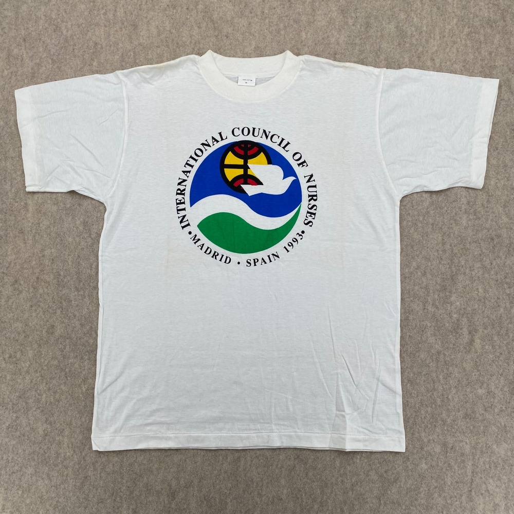 Vintage Deadstock Shirt 1993 Intl Council of Nurses Madrid Spain White Medium